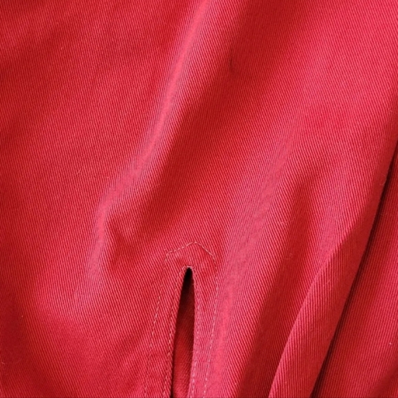 Casey Coleman Embroidered Collared Denim Jacket Red Size M / L Flowers Gardening - Picture 12 of 12